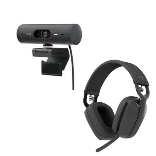 combo-Logitech-Gris-Camara-Web-Brio-500---Auricular-Diadema-Zone-Vibe-100